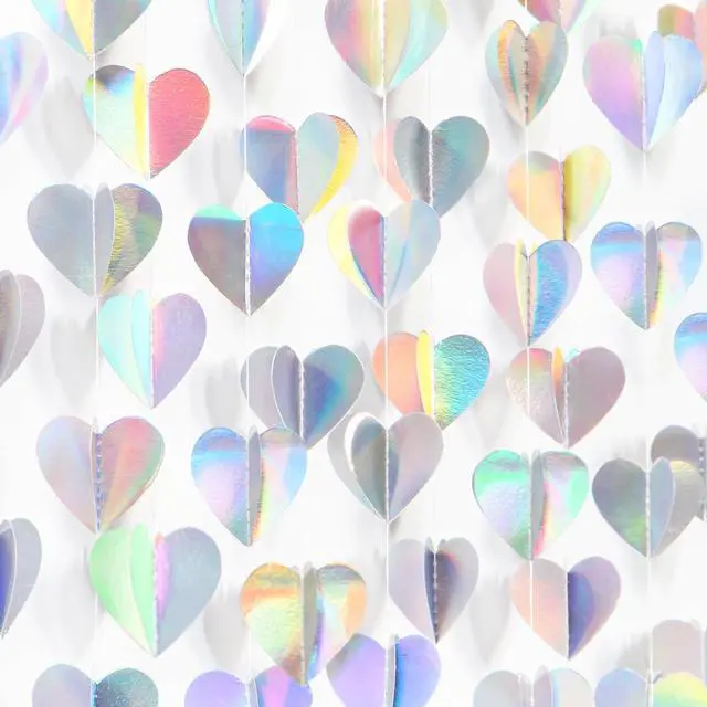 Main image of Iridescent Disco-Holographic Party-Decorations Heart-Garland - 39Ft Galentines Valentines Day Wedding Hanging Paper Streamers Banner,Birthday Bachelorette Baby Bridal Shower Engagement Decor Ouruola