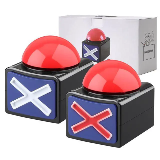 Alt view image 7 of 7 - 2 Pack Game Buzzers with Lights & Sound - Quiz Buzzer Buttons for Family Feud, Trivia, Talent Shows - Party Contest Props Red LED & 3-Second Alarm