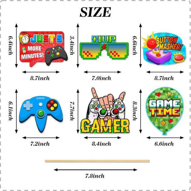Alt view image 2 of 7 - Game on Party Photo Booth Props, Video Game Birthday Party Decoration Level Up Theme Decorations for Boy Gamer Birthday Party Supplies 20Pcs