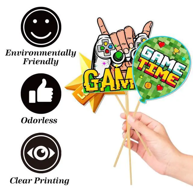 Alt view image 3 of 7 - Game on Party Photo Booth Props, Video Game Birthday Party Decoration Level Up Theme Decorations for Boy Gamer Birthday Party Supplies 20Pcs