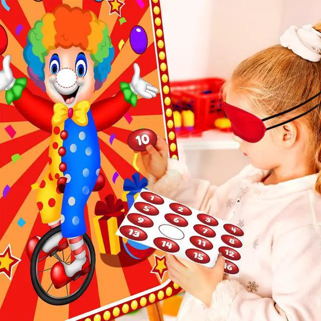 Alt view image 3 of 7 - Circus Party Games, Pin The Noses on The Clown With 32 Pcs Nose Stickers, Large Carnival Clown Games Poster for Kids Birthday Party School Classroom Carnival Party Supplies