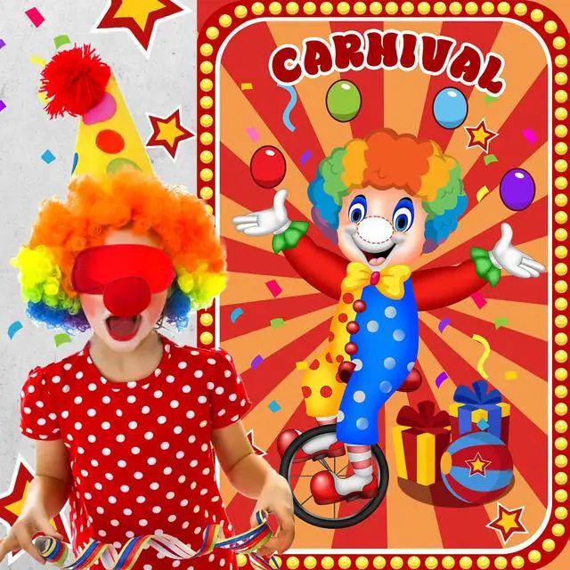 Alt view image 4 of 7 - Circus Party Games, Pin The Noses on The Clown With 32 Pcs Nose Stickers, Large Carnival Clown Games Poster for Kids Birthday Party School Classroom Carnival Party Supplies