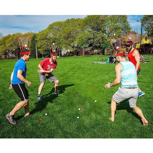 Alt view image 3 of 7 - 2 Pack Head Hoop Basketball Party Game for Kids and Adults, Adjustable Basket Net Headband with 20 Balls for Carnival Party Birthday Party Family Indoor Outdoor Game