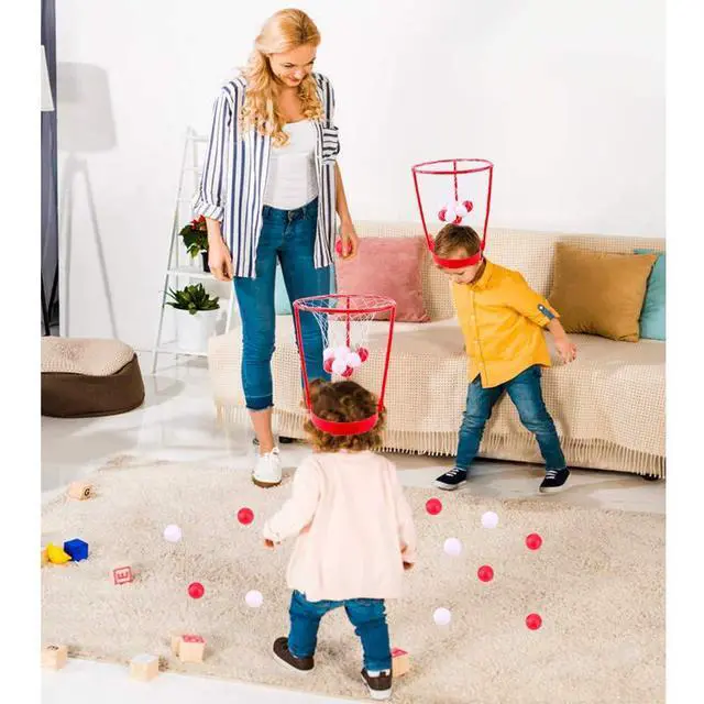 Alt view image 6 of 7 - 2 Pack Head Hoop Basketball Party Game for Kids and Adults, Adjustable Basket Net Headband with 20 Balls for Carnival Party Birthday Party Family Indoor Outdoor Game