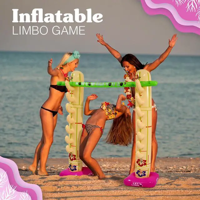Alt view image 2 of 7 - Summer Inflatable Limbo Game Party Game for Kids Boys Girls Adults Tropical Inflatable Decoration for Indoor Outdoor Bithday Beach Pool Luau Game