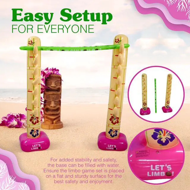 Alt view image 3 of 7 - Summer Inflatable Limbo Game Party Game for Kids Boys Girls Adults Tropical Inflatable Decoration for Indoor Outdoor Bithday Beach Pool Luau Game
