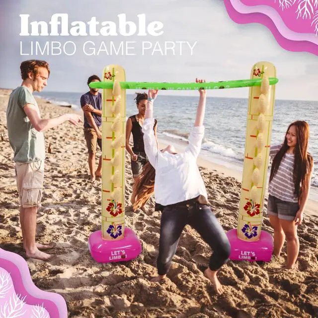 Alt view image 6 of 7 - Summer Inflatable Limbo Game Party Game for Kids Boys Girls Adults Tropical Inflatable Decoration for Indoor Outdoor Bithday Beach Pool Luau Game