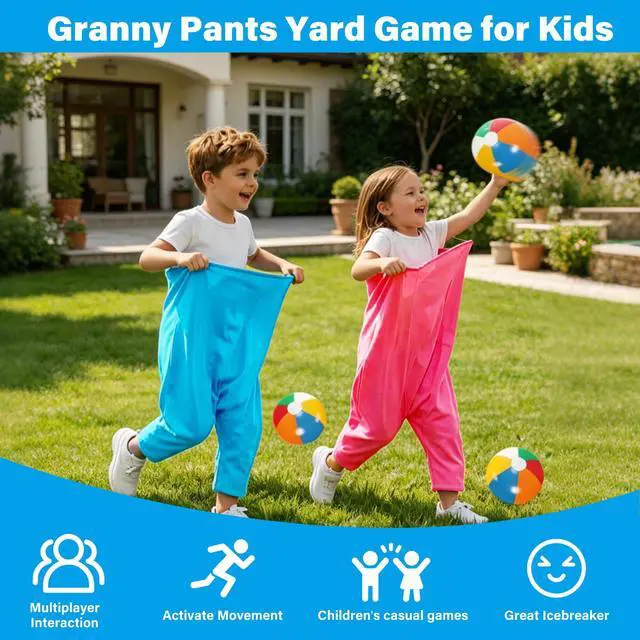 Alt view image 2 of 7 - 24Pcs Granny Pants Yard Game Funny Field Day Outdoor Toss Games for Kids Adults and Family Gaint Pant Set for Brithday Party Tossing Games Activities for Groups