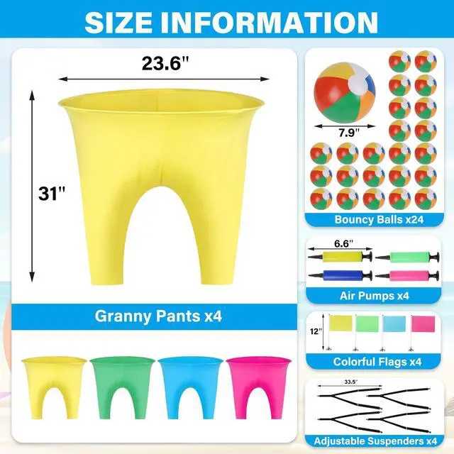 Alt view image 3 of 7 - 24Pcs Granny Pants Yard Game Funny Field Day Outdoor Toss Games for Kids Adults and Family Gaint Pant Set for Brithday Party Tossing Games Activities for Groups