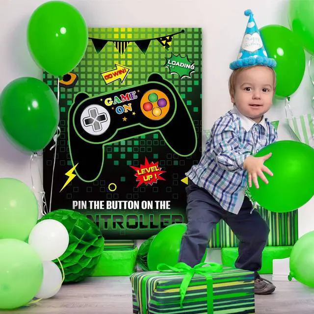 Alt view image 7 of 7 - Pin The Button on The Game - Gamer Party Decorations Birthday Games for Kids Party 21" x 28" Game Poster with 24 Sticker for Boys Gaming Night Birthday Wall Home Room Decorations