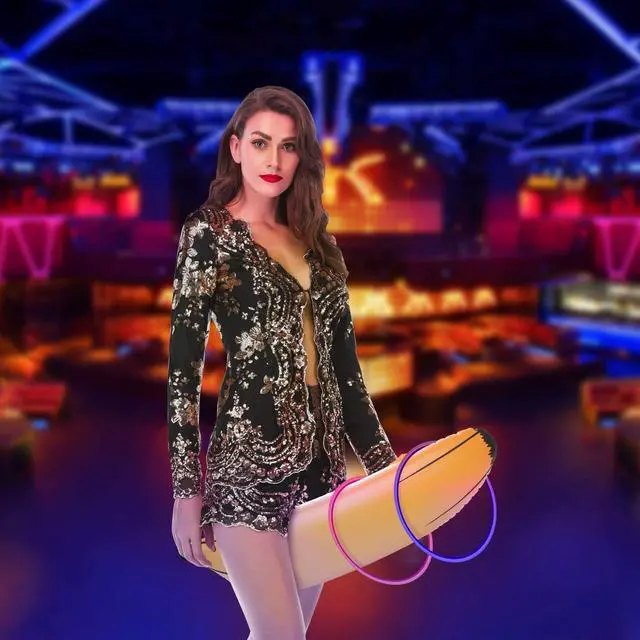 Alt view image 6 of 7 - Inflatable Banana Ring Toss Game for Bachelorette Party, Bridal Shower Decorations for Engagement Party, Lingerie Party (2 Pieces 26" Bananas & 6 Pcs Toss Rings)