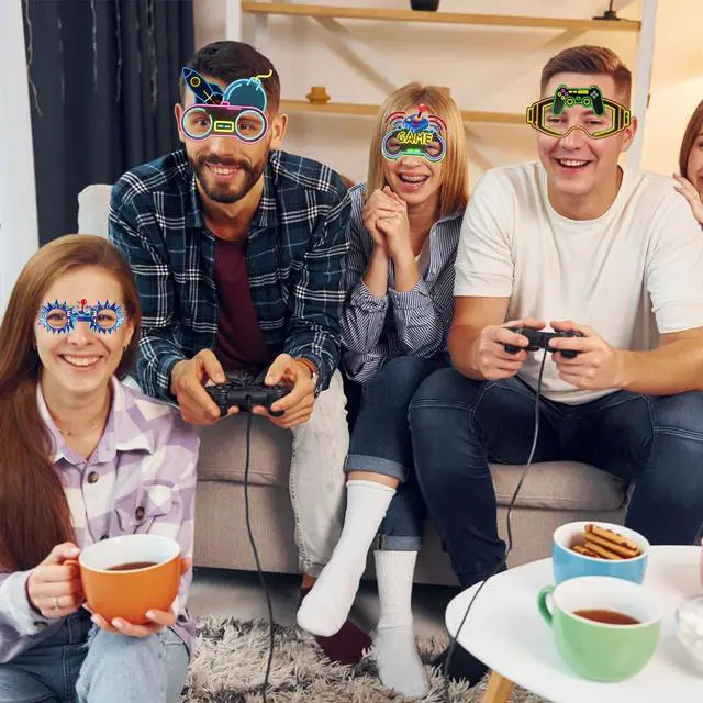 Alt view image 5 of 7 - 24 PCS Neon Video Games Paper Eyeglasses Game on Party Gift Stuffer Supplies Gamer Party Decorations Gaming Birthday Party Favors Neon Video Gaming Photo Booth Props Game Goodie Treat Bag Fillers