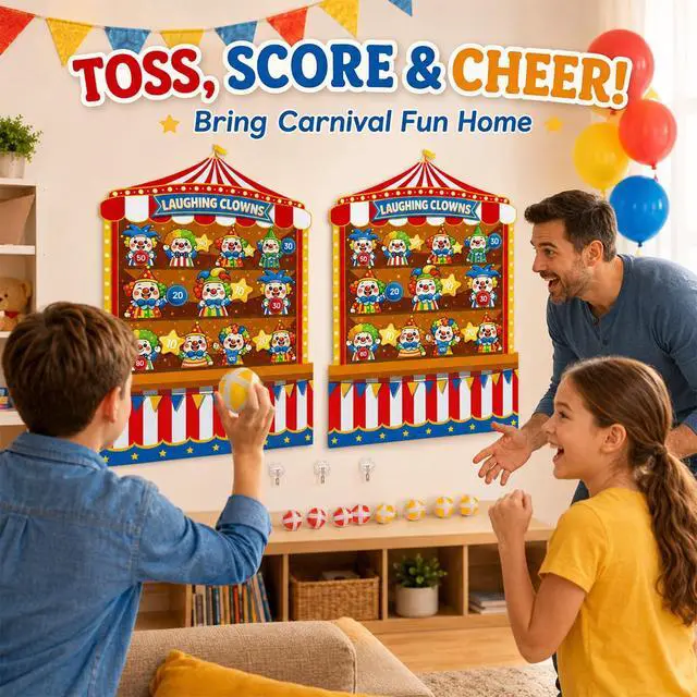 Alt view image 4 of 7 - 2 Pcs Dart Board with 12 Sticky Balls Circus Clown Theme Party Decorations Felt Cloth Toss Game for Family Games Birthday Party Outdoor Indoor Supplies(16.5 x 23.6 inches)