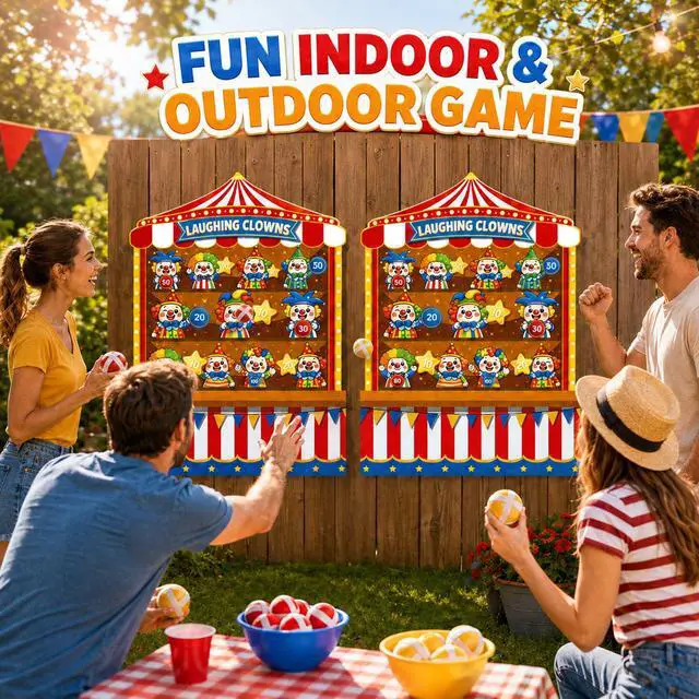 Alt view image 5 of 7 - 2 Pcs Dart Board with 12 Sticky Balls Circus Clown Theme Party Decorations Felt Cloth Toss Game for Family Games Birthday Party Outdoor Indoor Supplies(16.5 x 23.6 inches)