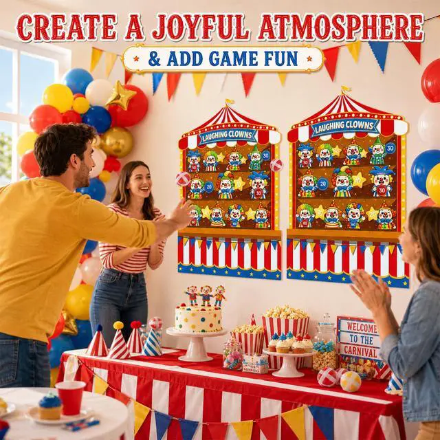Alt view image 6 of 7 - 2 Pcs Dart Board with 12 Sticky Balls Circus Clown Theme Party Decorations Felt Cloth Toss Game for Family Games Birthday Party Outdoor Indoor Supplies(16.5 x 23.6 inches)