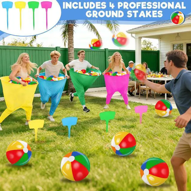 Alt view image 4 of 7 - Granny Pants Yard Game Set, 4 PCS Granny Pants Family Party Outdoor Games with 4 Pants 20 Bouncy Balls 4 Stakes 1 Storage Bag for Large Group, Birthday Party Gift, Carnival Party Reunion Gathering