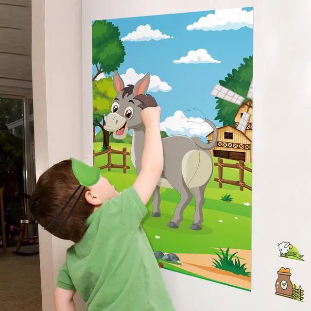 Alt view image 4 of 7 - Pin The Tail On The Donkey Party Game with 48 Pcs Tails Large Farm Donkey Games Poster for Kids Birthday Party Carnival Party Supplies