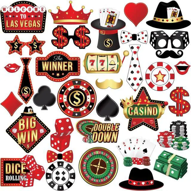 Main image of 35 Pieces Casino Photo Booth Props | Casino Theme Party Decorations | Game Night Photo Booth Props for Las Vegas Party Decorations | Vegas Props | Poker Party Decoration, KatchOn
