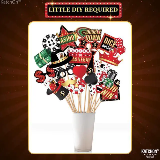 Alt view image 3 of 7 - 35 Pieces Casino Photo Booth Props | Casino Theme Party Decorations | Game Night Photo Booth Props for Las Vegas Party Decorations | Vegas Props | Poker Party Decoration, KatchOn