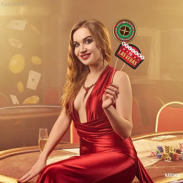 Alt view image 4 of 7 - 35 Pieces Casino Photo Booth Props | Casino Theme Party Decorations | Game Night Photo Booth Props for Las Vegas Party Decorations | Vegas Props | Poker Party Decoration, KatchOn