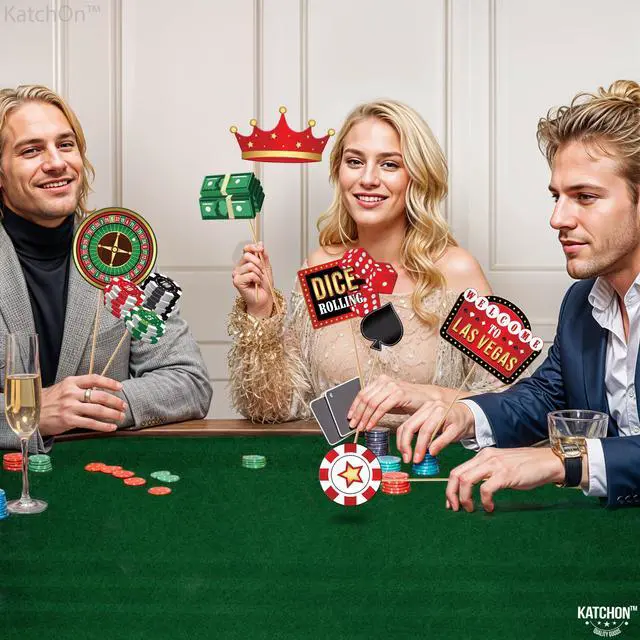 Alt view image 7 of 7 - 35 Pieces Casino Photo Booth Props | Casino Theme Party Decorations | Game Night Photo Booth Props for Las Vegas Party Decorations | Vegas Props | Poker Party Decoration, KatchOn