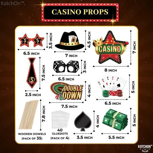 Alt view image 2 of 7 - 35 Pieces Casino Photo Booth Props | Casino Theme Party Decorations | Game Night Photo Booth Props for Las Vegas Party Decorations | Vegas Props | Poker Party Decoration, KatchOn