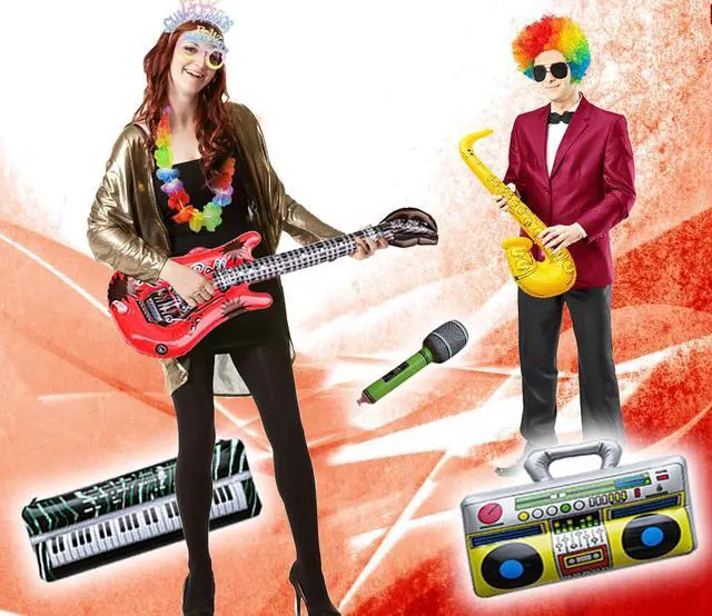 Alt view image 2 of 6 - 80pcs Large Gorgeous Photo Booth Props Set Birthday Party Accessories Kit Includes Clown Wig Foil Tinsel Wig Rock Headband Novelty Funny Glasses Inflatable Prop for Adult Teen Carnival Party Supplies