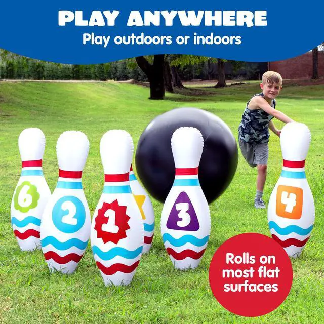 Alt view image 2 of 7 - Giant Inflatable Bowling Set for Kids and Adults, Christmas Birthday Party Games, Kids Education Motor Skills Toys