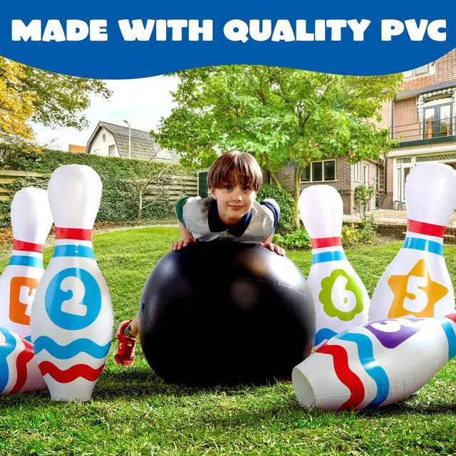 Alt view image 3 of 7 - Giant Inflatable Bowling Set for Kids and Adults, Christmas Birthday Party Games, Kids Education Motor Skills Toys