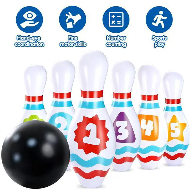 Alt view image 5 of 7 - Giant Inflatable Bowling Set for Kids and Adults, Christmas Birthday Party Games, Kids Education Motor Skills Toys