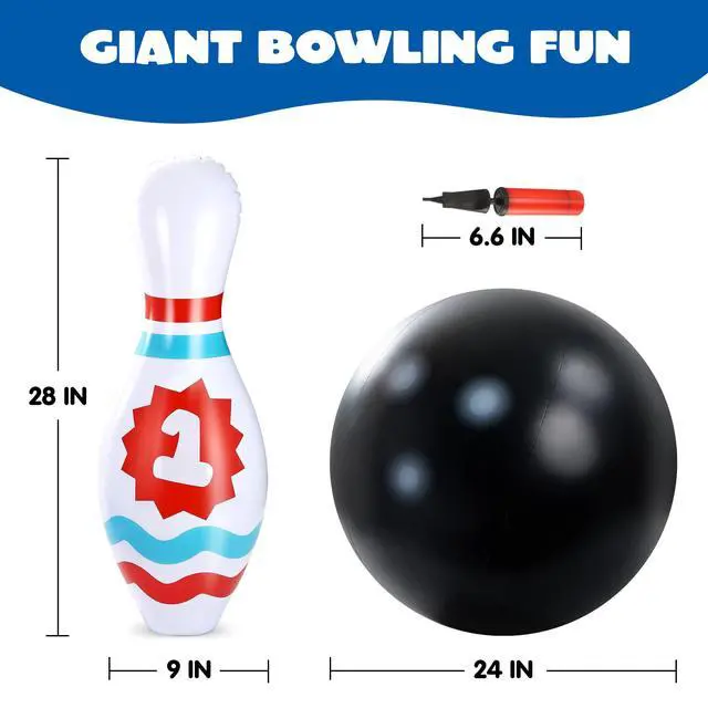Alt view image 7 of 7 - Giant Inflatable Bowling Set for Kids and Adults, Christmas Birthday Party Games, Kids Education Motor Skills Toys