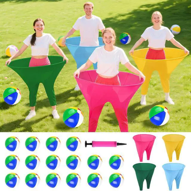 Main image of Grandma Pants Outdoor Game 4 PCS Fun Party Game Pants with 16 Bouncy Balls and 1 Air Pump (Random Colors) Granny Pants Outdoor Games for Adults and Family Entertainment Group Activities