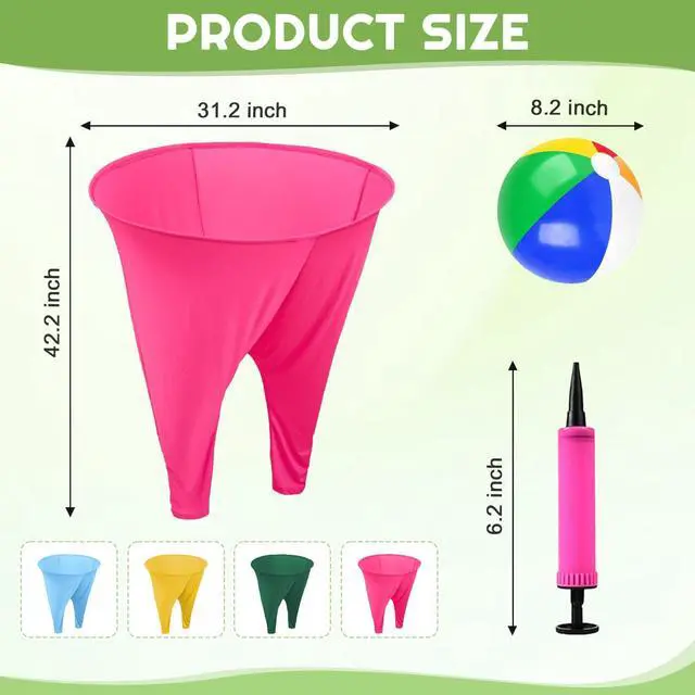 Alt view image 4 of 7 - Grandma Pants Outdoor Game 4 PCS Fun Party Game Pants with 16 Bouncy Balls and 1 Air Pump (Random Colors) Granny Pants Outdoor Games for Adults and Family Entertainment Group Activities