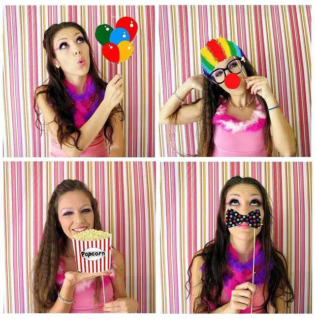 Alt view image 6 of 7 - 36pcs Circus Photo Booth Props with Sticker Funny Carnival Theme Party Decorations for Birthday Party
