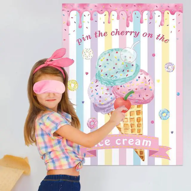 Alt view image 5 of 7 - Pin The Cherry on The Ice Cream Game with 24 PCS Cherry Stickers Games Poster for Kids Girls Birthday 21'' x 28''