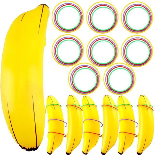Main image of 8 Set Inflatable Banana Ring Toss Game 8 Pcs Blow Up Banana Props 32 Pcs Plastic Toss Ring for Bachelorette Party Games Bridal Shower Summer Pool Beach Activities