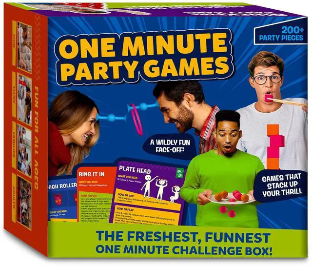 Main image of One Minute Party Games - 200+ Pieces, Fast-Paced & Hilarious Group Games for Kids, Teens & Adults, Fun for Game Nights, Birthdays, Family Gatherings, Indoor or Outdoor Play
