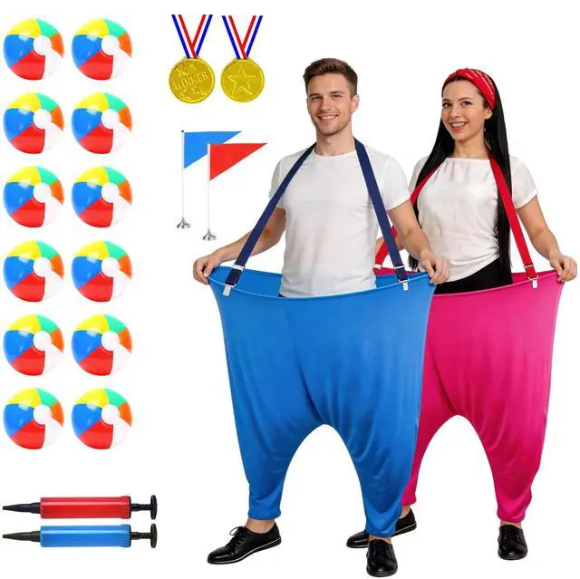 Main image of Granny Pants Yard Game, Oversized Granny Pants Outdoor Games Party Set with 12 Rainbow Bouncy Balls, Pump, Shoulder Straps, Flag and Medals, Fun Tossing Game Props for Adults Birthday, Family Reunion