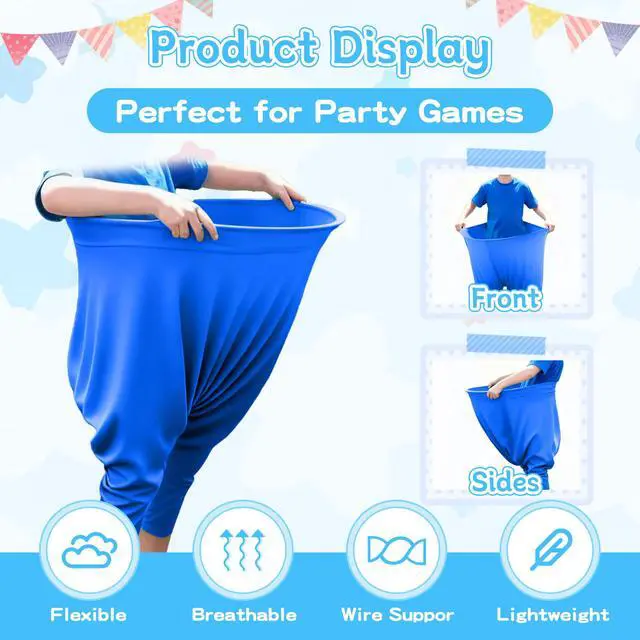Alt view image 5 of 7 - Granny Pants Yard Game, Oversized Granny Pants Outdoor Games Party Set with 12 Rainbow Bouncy Balls, Pump, Shoulder Straps, Flag and Medals, Fun Tossing Game Props for Adults Birthday, Family Reunion