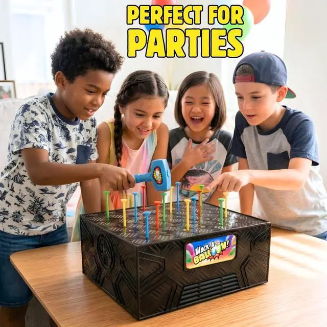 Alt view image 3 of 7 - Wack A Balloon Party Edition Pop Game for Kids and Adults, Interactive Balloon Popping Party Gift for Game Night, Family Fun and Classrooms, Ages 4+