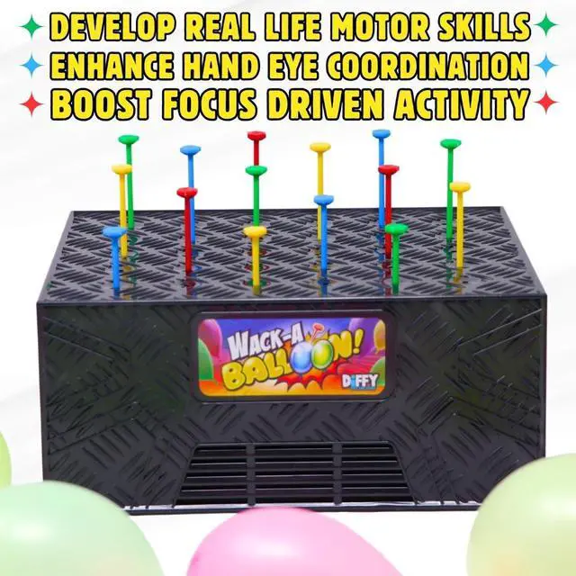 Alt view image 6 of 7 - Wack A Balloon Party Edition Pop Game for Kids and Adults, Interactive Balloon Popping Party Gift for Game Night, Family Fun and Classrooms, Ages 4+