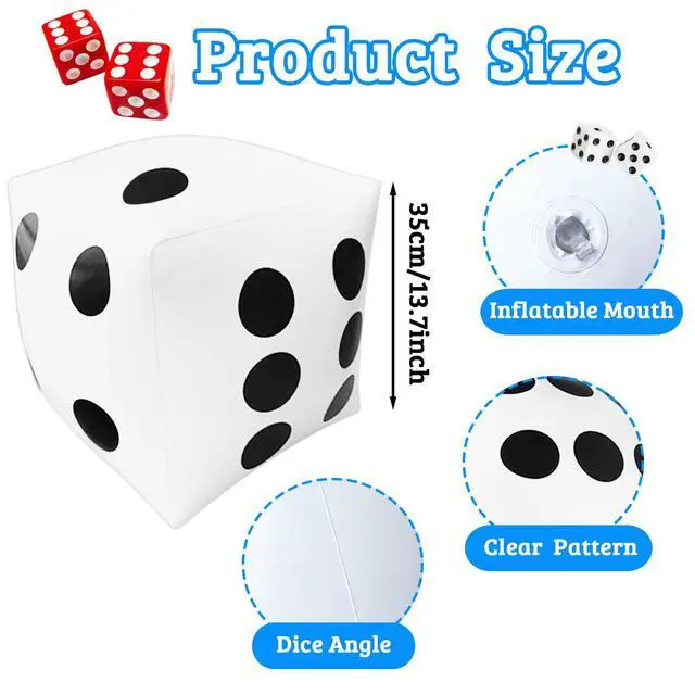 Alt view image 2 of 7 - 3Pack 13 Inch Jumbo Inflatable Dices,Fun Giant Large Inflatable Dice for Indoor Outdoor Board Game,Pool Party,Lawn Floor Games