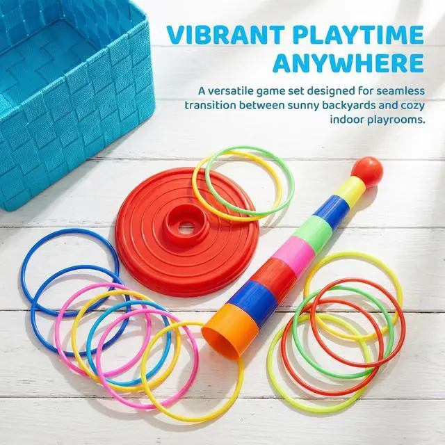 Alt view image 5 of 7 - 2 Color Columns + 48 Circles, Colorful Happy Circle Game,Children's Play Park, Christmas Party Birthday Party Gift. Suitable for Indoor Holiday Games Family Christmas Party Games