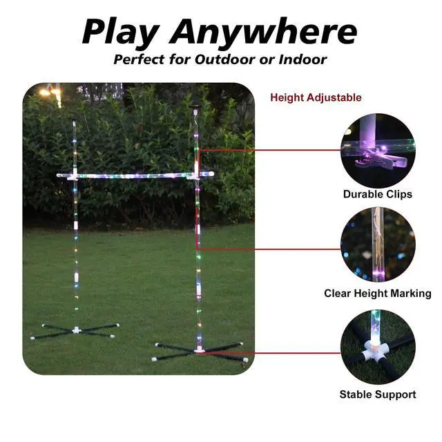 Alt view image 2 of 7 - Outdoor Yard Games for Adults and Family, 2 in 1 Limbo Game Flying Disc Games Set with Light, Sutiable for Backyards, Beach, Lawn, Party