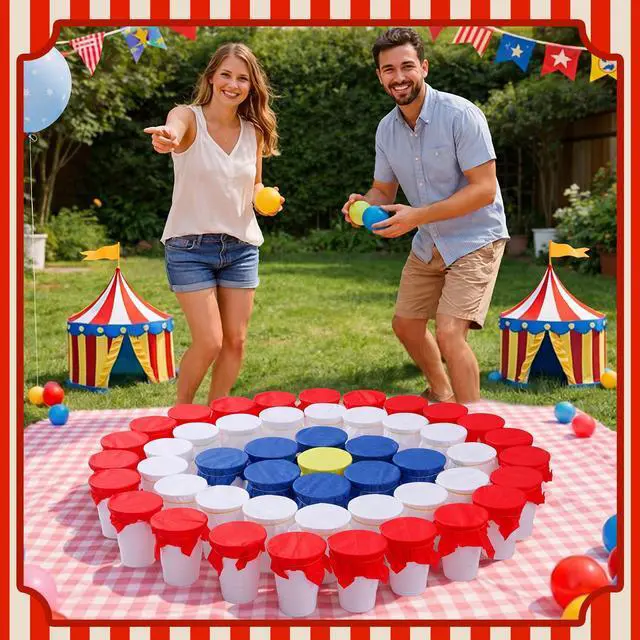 Alt view image 7 of 7 - 60 Pack Carnival Party Game Punch Game Set DIY Prize Punch Boxes Includes Plastic Cups Tissue Paper Rubber Bands Blindfolds and Red Pens for Carnival Circus Activities Party Favors Supplies
