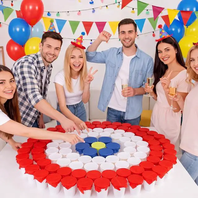 Alt view image 6 of 7 - 60 Pack Carnival Party Game Punch Game Set DIY Prize Punch Boxes Includes Plastic Cups Tissue Paper Rubber Bands Blindfolds and Red Pens for Carnival Circus Activities Party Favors Supplies