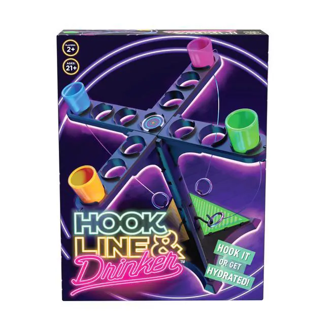 Alt view image 3 of 7 - Ring Toss Game for Adults Tabletop Hook and Ring Game for Game Night, Tailgates, Parties and More! | 13" Tower with Plastic Mini Cups | 2+ Players