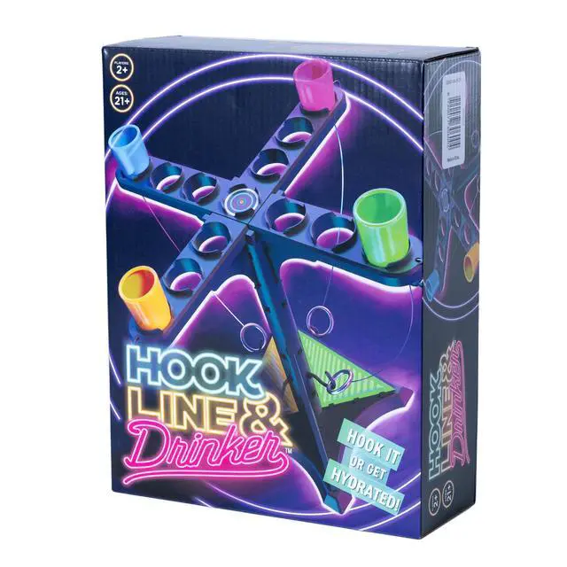 Alt view image 7 of 7 - Ring Toss Game for Adults Tabletop Hook and Ring Game for Game Night, Tailgates, Parties and More! | 13" Tower with Plastic Mini Cups | 2+ Players