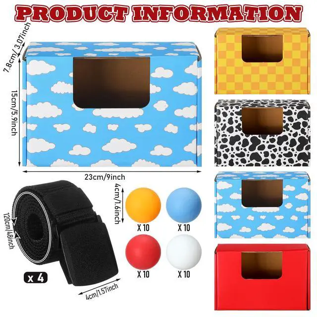 Alt view image 3 of 7 - 4 Sets Cartoon Story Swing Shaking Balls Game Set Cartoon Story Novelty Twerk Game Includes 40 Balls, Ribbon & Cardboard Boxes Back to School Classroom Games for Family Large Group Birthday