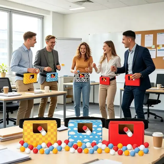 Alt view image 4 of 7 - 4 Sets Cartoon Story Swing Shaking Balls Game Set Cartoon Story Novelty Twerk Game Includes 40 Balls, Ribbon & Cardboard Boxes Back to School Classroom Games for Family Large Group Birthday